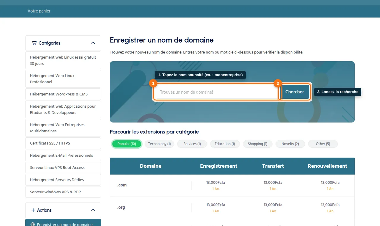 Rechercher et réserver en ligne